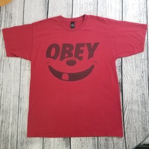 Obey Red Smiley Face Tee